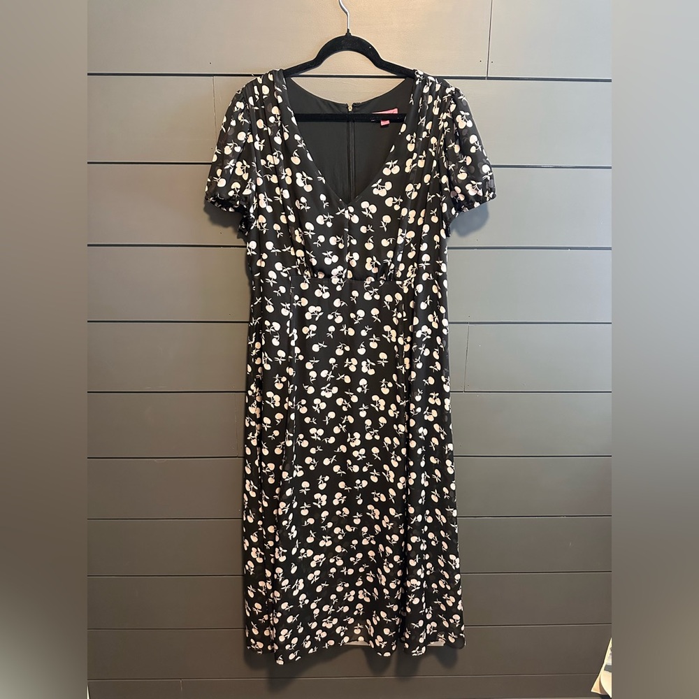Betsey Johnson Black Floral Midi Dress